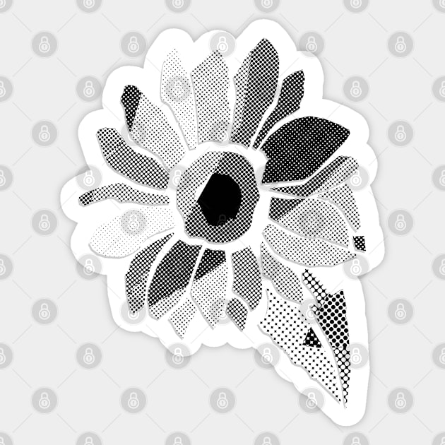 Patchwork Noir Sunflower Sticker by Jokertoons